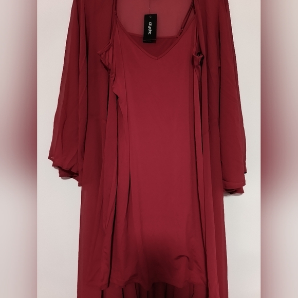 New Elegant Red Wrap Dress / Size 14 - Picture 5 of 12